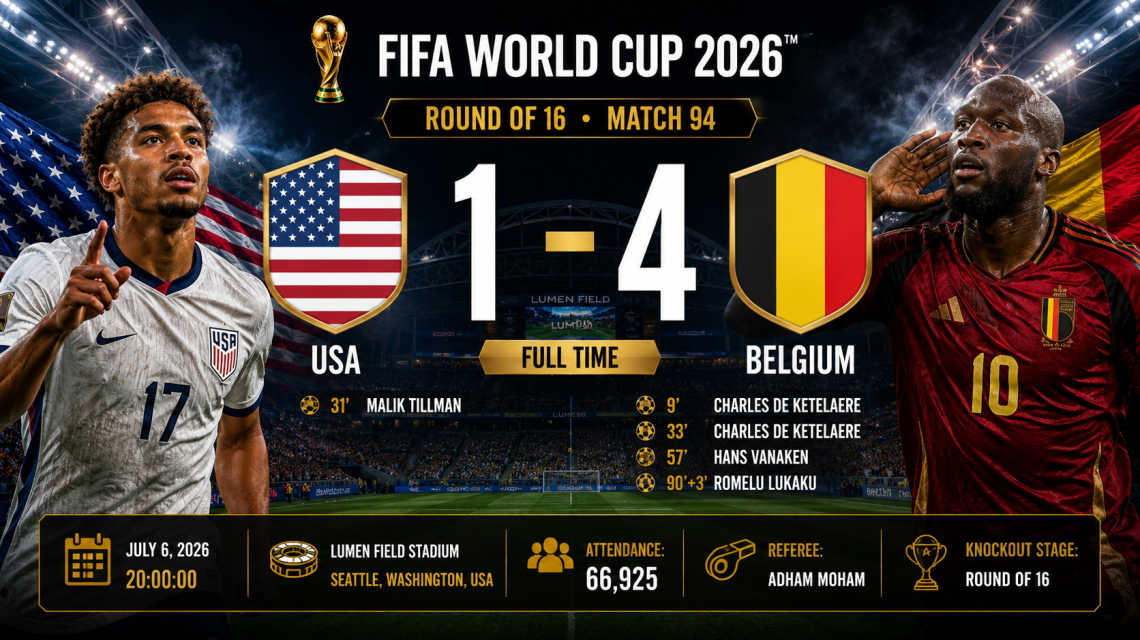 USA 1–4 Belgium, Lumen Field, attendance 66,925, referee Adham Moham
